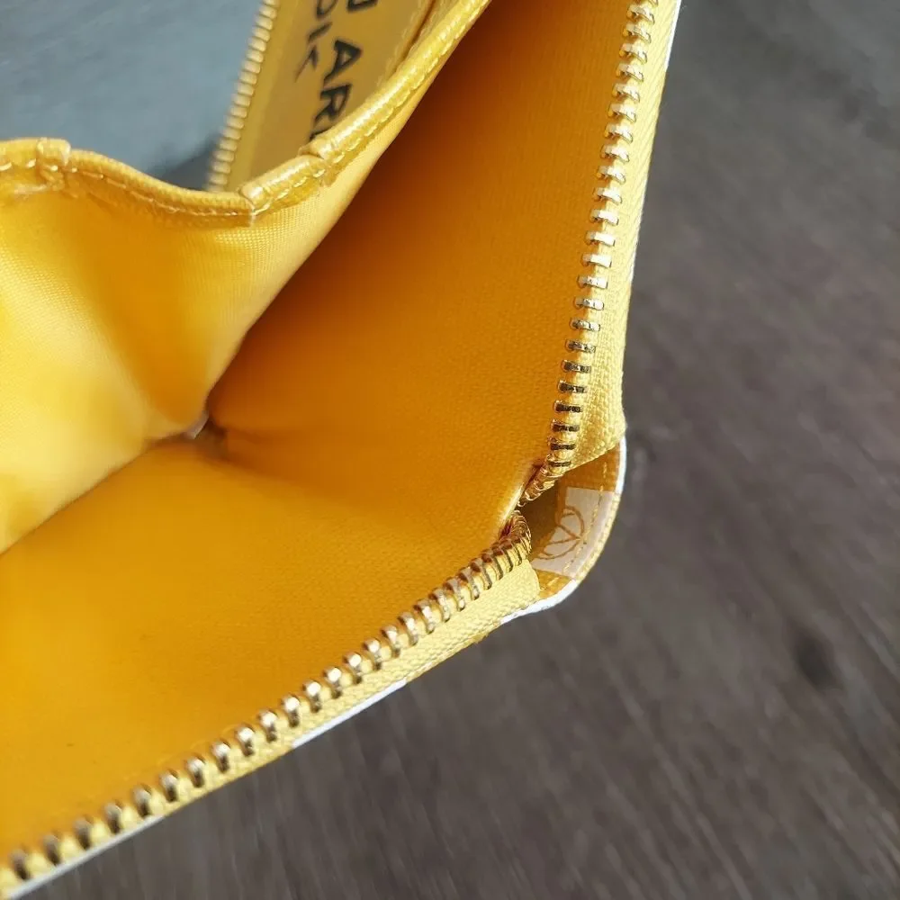 New Yellow White Checkered Zip Wallet